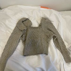 H&M Cropped Ruffled Knit Sweater